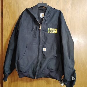Carhartt LARGE Jacket Hooded J131 BLK Full Zip Black Monogram Imperial Crane USA